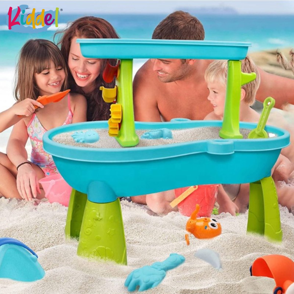 Kiddel 3-in-1 Watertafel, Zandtafel & Speeltafel – Inclusief Accessoires – Educatief Buitenspeelgoed voor Kinderen – Zomer Speelgoed voor Jongens & Meisjes vanaf 3 Jaar — afbeelding 8