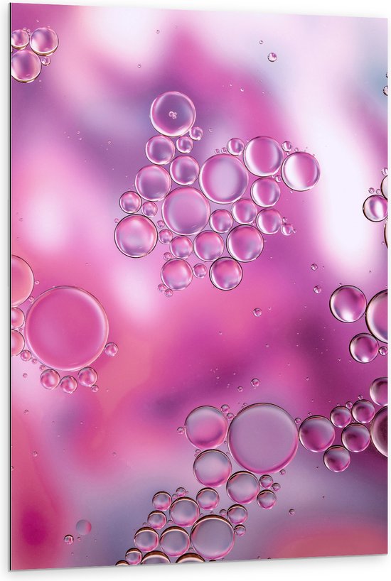 Dibond - Bubbels in Roze Achtergrond - 80x120 cm Foto op Aluminium (Met Ophangsysteem)