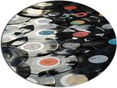 Dibond Ovaal - Verschillende Muziekplaten met Verschillende Kleuren - 68x51 cm Foto op Ovaal (Met Ophangsysteem)