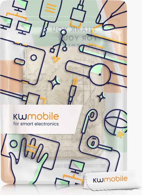 Kwmobile Klapphülle Kompatibel Mit Kobo Clara BW / Clara Colour / Tolino Shine  5  / Shine Color Huelle Flipcase Fuer Den Ereader Mit Handschlaufe Travel Schriftzug Schwarz Mehrfarbig Kwmobile
