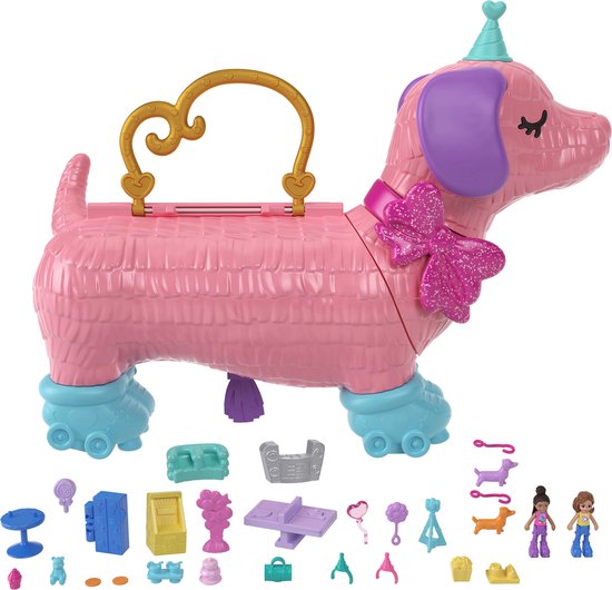Polly Pocket - Poppenfeest piñata - Met 26 accessories - Poppenspeelset