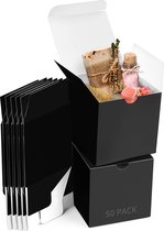 Belle Vous Coffrets Cadeaux Kraft Noir (50 Pièces) - Dimensions de la boîte 7,5 x 7,5 x 7,5 cm - Coffret Cadeau de Présentation Carré Facile à Assembler - Fêtes, Anniversaires, Mariages, Fêtes