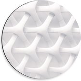 Dibond Muurcirkel - Kruisend Wit Patroon op Witte Achtergrond - 30x30 cm Foto op Aluminium Muurcirkel (met ophangsysteem)