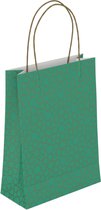 Tas - Kraftpapier - gedraaid papieren koord - 26x 12x35cm - draagtas - groen/goud - 50 stuks