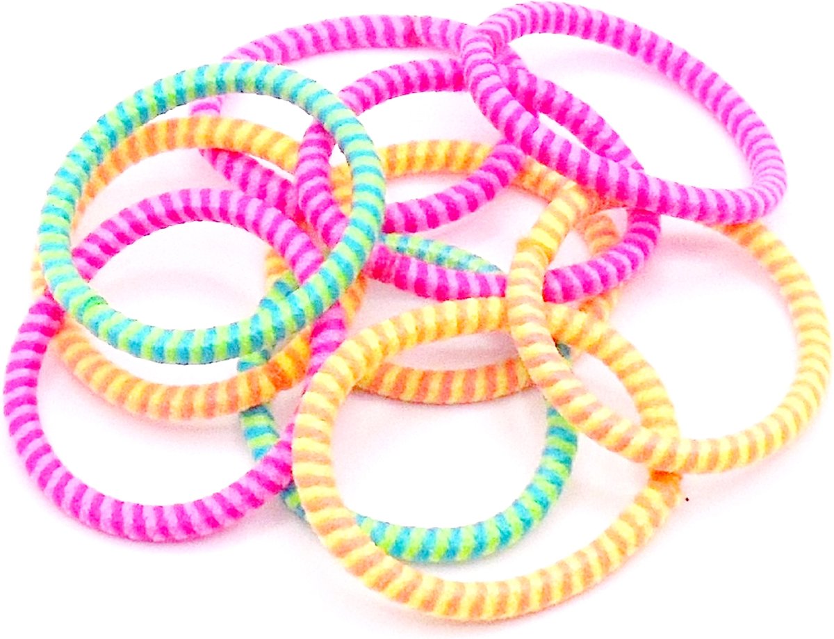 Endless elastiek ribbel klein geel-oranje-blauw-groen