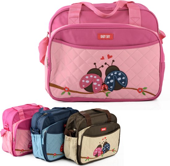 Praktische Luiertas - Baby Verzorgingstas- Inclusief Verschoningsmatje - Flessenhouder - Lieveheersbeestjes - Roze van Patong Mama — afbeelding 3