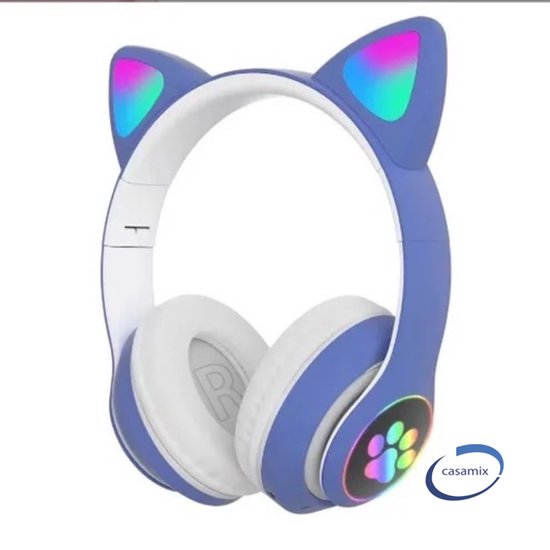 Casque Kinder - oreilles de chat Casque de chat BLEU - Casque sans fil  Bluetooth avec... | bol
