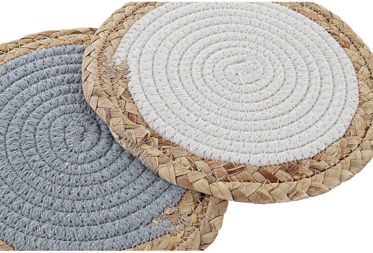 Placemat DKD Home Decor Individueel Katoen Vezel (20 x 20 x 1 cm) (2 Stuks)