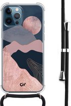 Casevibes - Telefoonhoesje met koord - Geschikt voor Apple iPhone 12 - Landscape Rosegold - Roze - Landschap