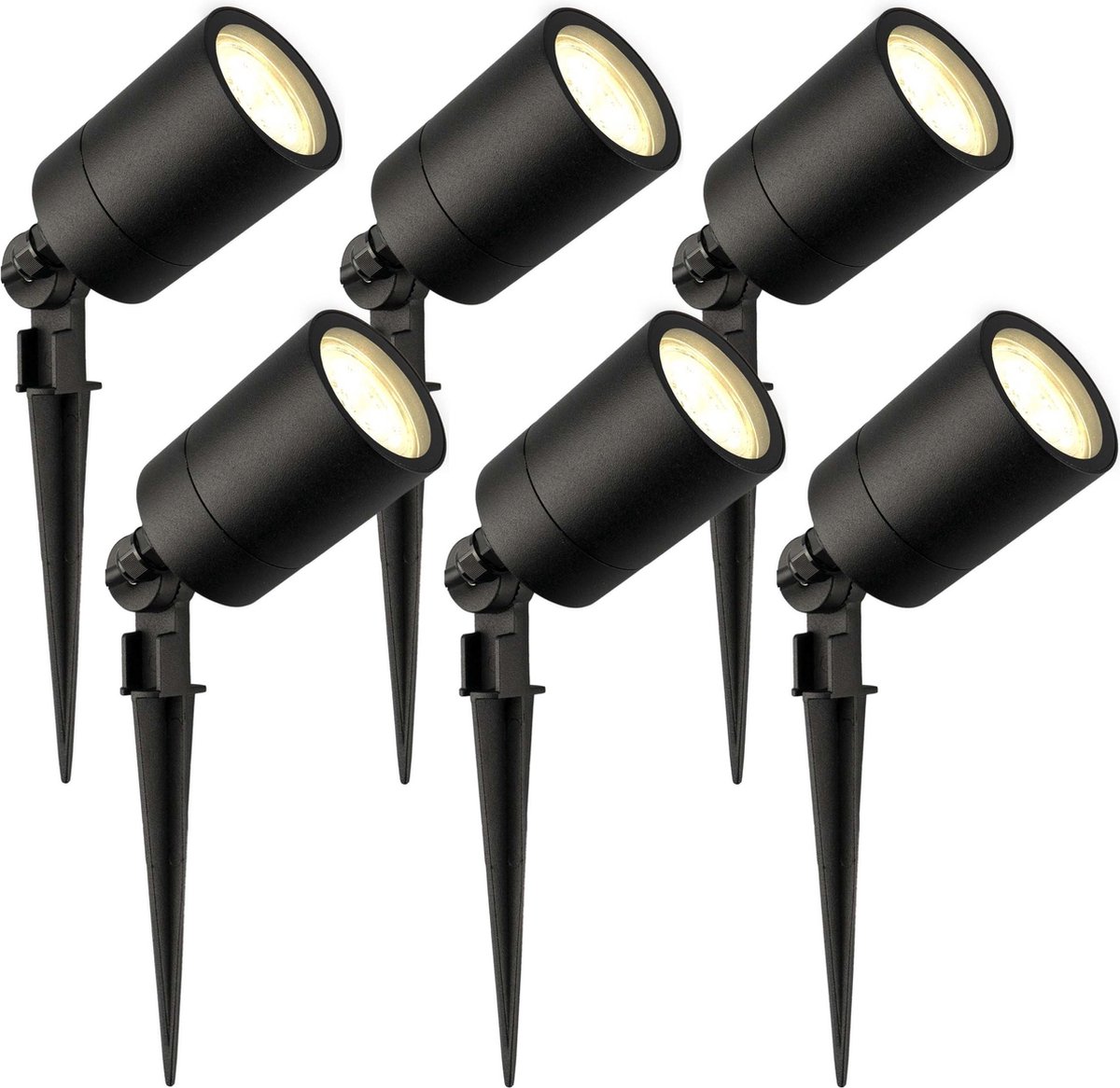 Ledvion - 6X LED Prikspots - 2700K - Zwart - 5W - IP65