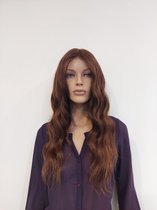 Wigs by Hairglow - 100% human hair - wavy - copper - Haarlengte 50 cm.