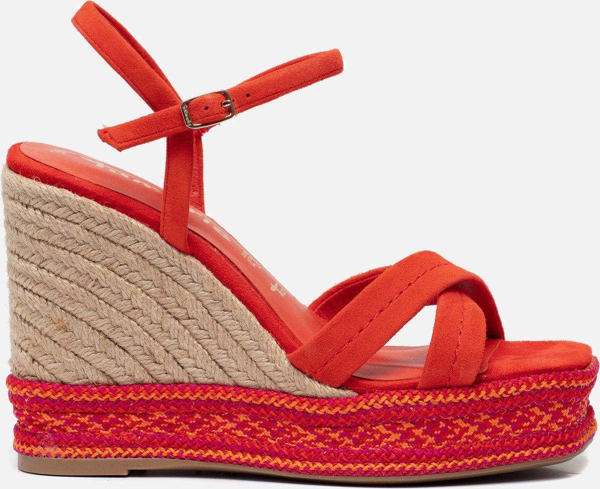 Alma en Pena Gevlochten sleehak sandaal met strass Pink Dames