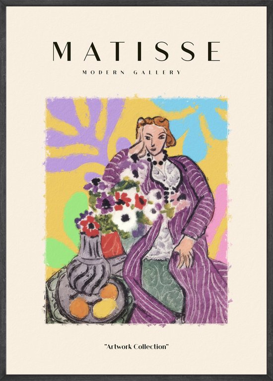 Foto: Vrouw met de paarse jas poster 50x70 cm henri matisse