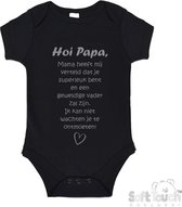 100% katoenen Romper met Tekst "Hoi Papa..." - Zwart/grijs - Zwangerschap aankondiging - Zwanger - Pregnancy announcement - Baby aankondiging - In verwachting