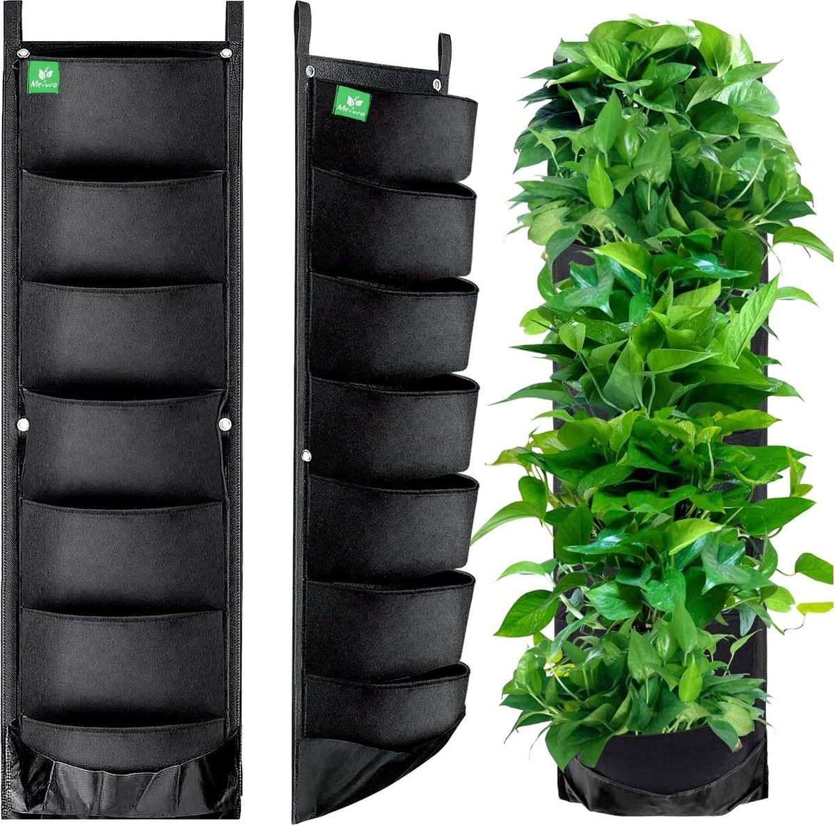 Jardinière murale à 6 poches verticales pour plantes - Sac de culture à suspendre au mur - Pour