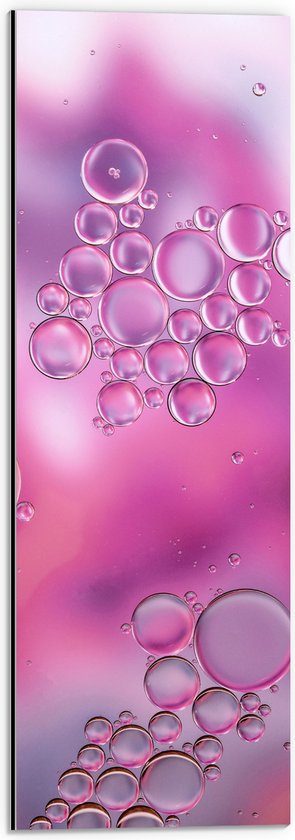 Dibond - Bubbels in Roze Achtergrond - 20x60 cm Foto op Aluminium (Wanddecoratie van metaal)