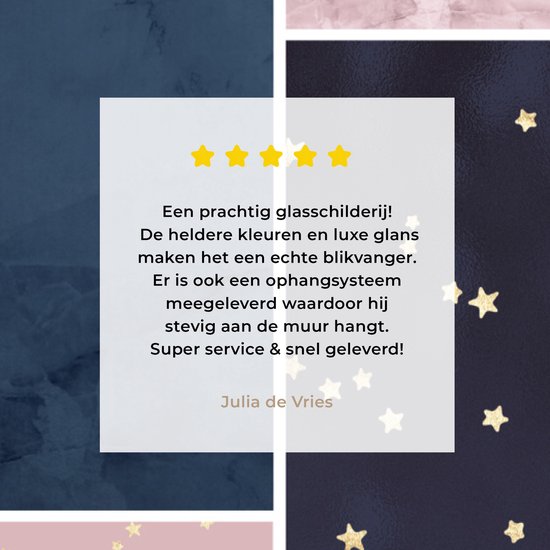 Peinture sur Verre - Marbre - Etoiles - Collage - 20x30 cm - Peintures Plexiglas