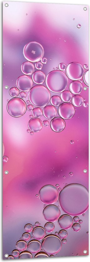 Tuinposter – Bubbels in Roze Achtergrond - 50x150 cm Foto op Tuinposter (wanddecoratie voor buiten en binnen)
