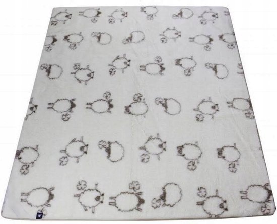Wollen Deken 220x200cm 100% zuivere Australische Merino scheerwol OnceDoce® 480 g/m² Woolmark-certificaat – Warm Ademend Zacht – Wasbaar – Lammetjes Tellen - Crème