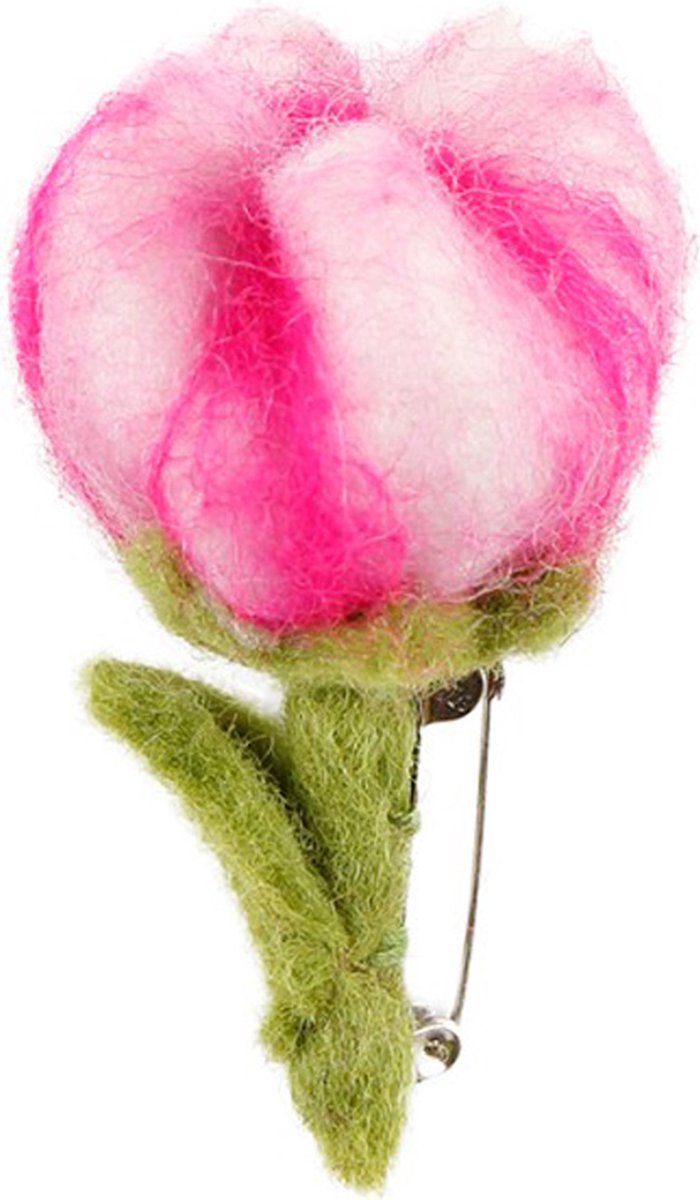 Broche bloem - Tulp Roze/Paars Vilt - 8cm