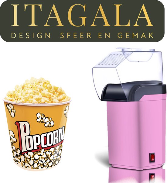 ITAGALA Popcorn Machine - Heteluchtsysteem - Popcorn Maker - Popcorn - Popcornmachine - Popcornmaker - 1200W – Roze – Klaar in 3 Minuten - zonder olie