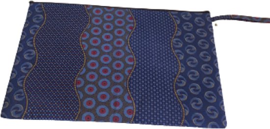 Jacqui's Arts Designs - African design - laptophoes - handgemaakt - Afrikaanse print - kleurrijk - koningsblauw - shweshwe stof -Afrikaanse stof - 15.6-17 inch