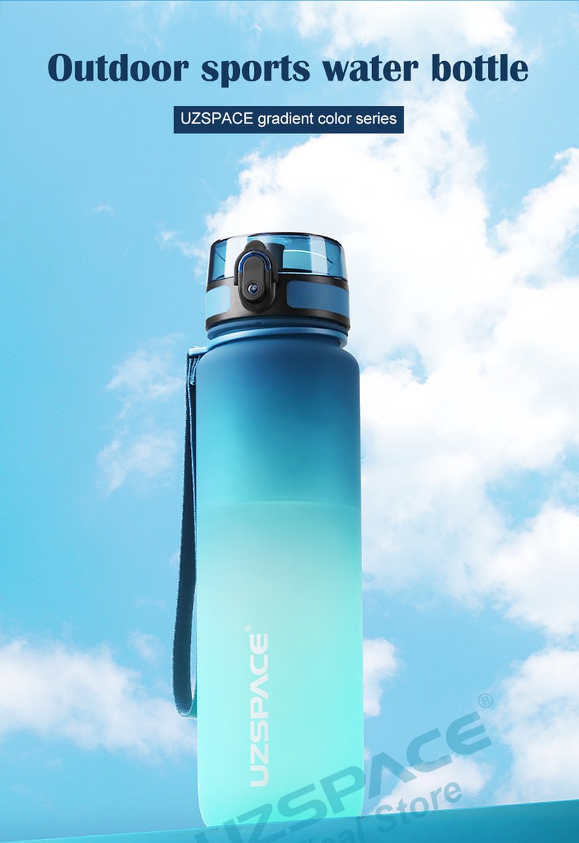 UZSPACE Waterfles - Drinkfles 500 ml - Blauw/Groen thumbnail 4