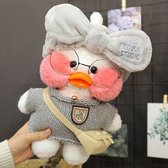 Klikkopers® Paper Duck - Cute Eend - Lalafanfan Duck Knuffel - Schattig Eend - LalaFan - Wit