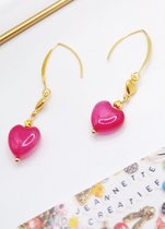 Jeannette-Creatief® - Chique - Roze en Gouden Hartjes - Dames Oorbellen - Gouden DQ Metalen onderdelen - Oorbellen Dames