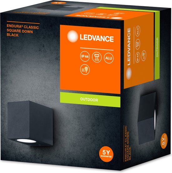 LEDVANCE ENDURA Classic Square Down buitenwandlamp, zwart, GU10 voet ...