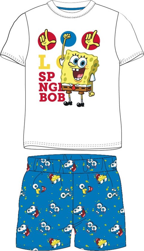 Spongebob shortama / pyjama katoen blauw maat 104