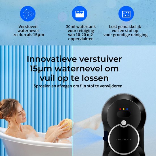 CHOVERY CL-2 Vensterreinigingsrobot, de vensterreinigingsrobot vensterrobot met afstandsbediening, automatische vensterreiniger, vensterreinigingsrobot, glasreinigingsrobot, 3000 Pa vensterstofzuiger
