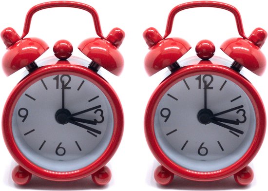 Set de 2 petits réveils - Rouge - Mini Réveil - Mini Horloge - Klein Réveil - Réveil de Voyage - Mini Klok - Réveil Pour In Cloches