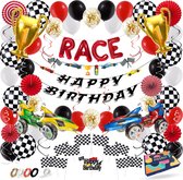 Fissaly 81 Stuks Race Formule 1 Feest Versiering – Kinderfeestje Decoratie – Grand Prix & Racewagen - Themafeest Verjaardag - Feestje