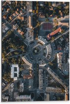Dibond - Bovenaanzicht van Stad met Grote Rotonde - 40x60 cm Foto op Aluminium (Met Ophangsysteem)