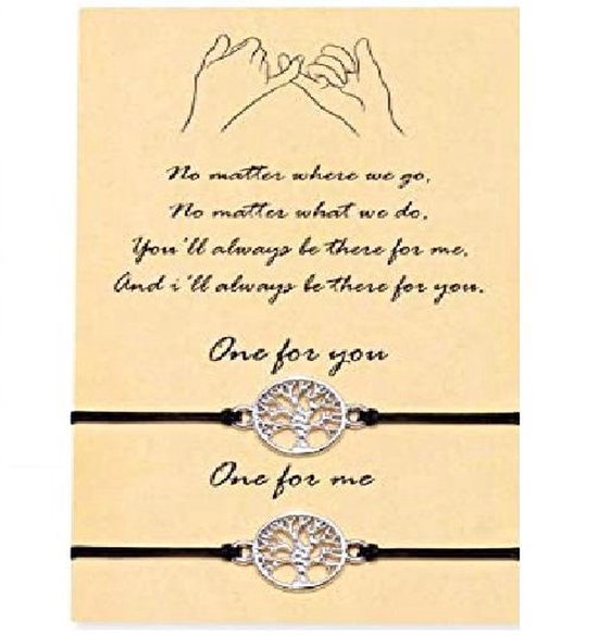 Akyol - Vriendschapsarmband - Geluksarmband - Pinky promise - BFF - Vrienden - Relatie - Boom - 30 cm -valentijn voor hem en haar -cadeau voor hem en haar- bindings armband -koppel armband -koppel