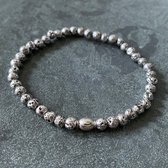 Armband - natuursteen - lava - zilver gekleurd - 17,5 cm 4 mm