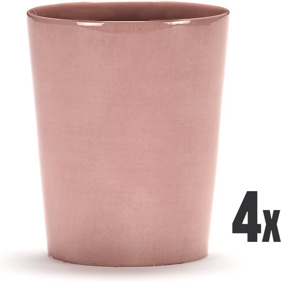Set van 4 roze mokken zonder decoratie, met een lichte glans.