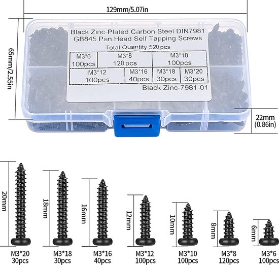 zelftappende schroeven-assortimentset / universal screw assortment box ...