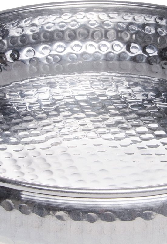 MARRAKESCH eckiges Spiegeltablett Agata 34cm groß Silber | Kerzentablett Tablett eckig aus Metall mit hoher Rand | Vintage Serviertablett Küche | Orientalische Silberne Deko auf dem gedeckten Tisch