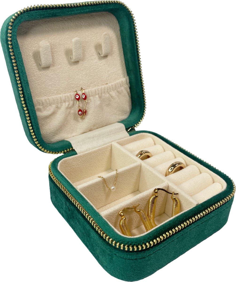 Sieradendoos voor vrouwen met 3 lades, Fluwelen sieraden Organizer voor