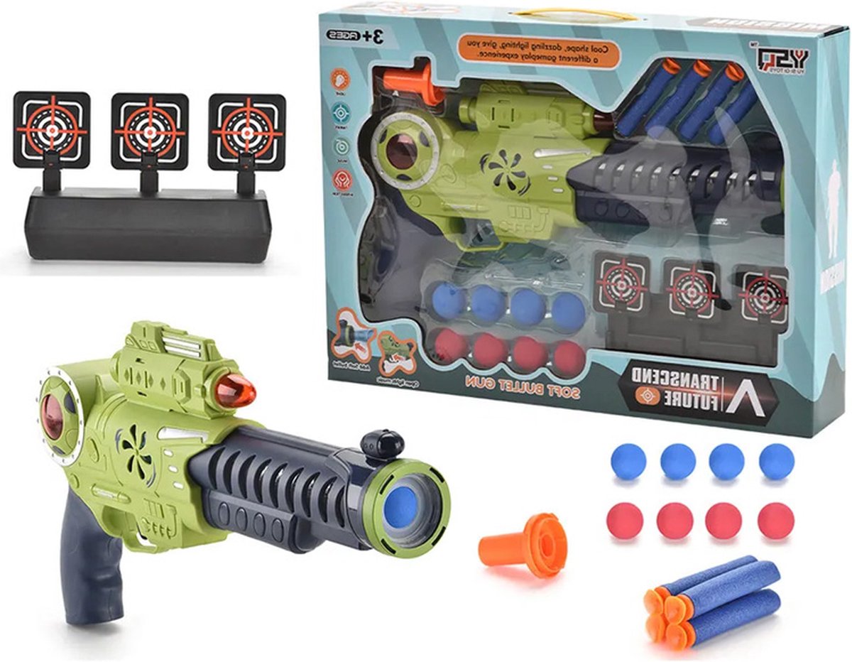 Kiddel Foam bal speelgoed pistool met geluid - Inclusief interactieve schietschijf - Kinderspeelgoed jongens & meisjes vanaf 3 jaar - Kinder speelgoed cadeau - Kiddel