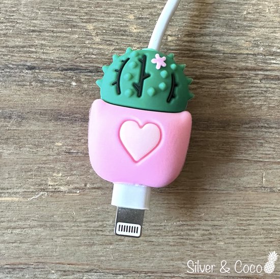 Foto: Silverandcoco kabeldiertjes kabelprotector kabelbeschermer mobiele telefoon kabel lader beschermer kabelbijter iphone ipad android oplader cactus