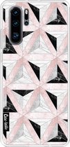 Casetastic Huawei P30 Pro Hoesje - Softcover Hoesje met Design - Marble Triangle Blocks Pink Print