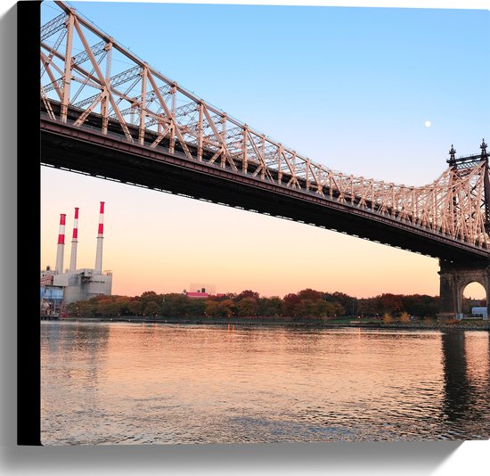 Canvas - Roosevelt Island Hefbrug in New York City op Zonnige Dag - 40x40 cm Foto op Canvas Schilderij (Wanddecoratie op Canvas)