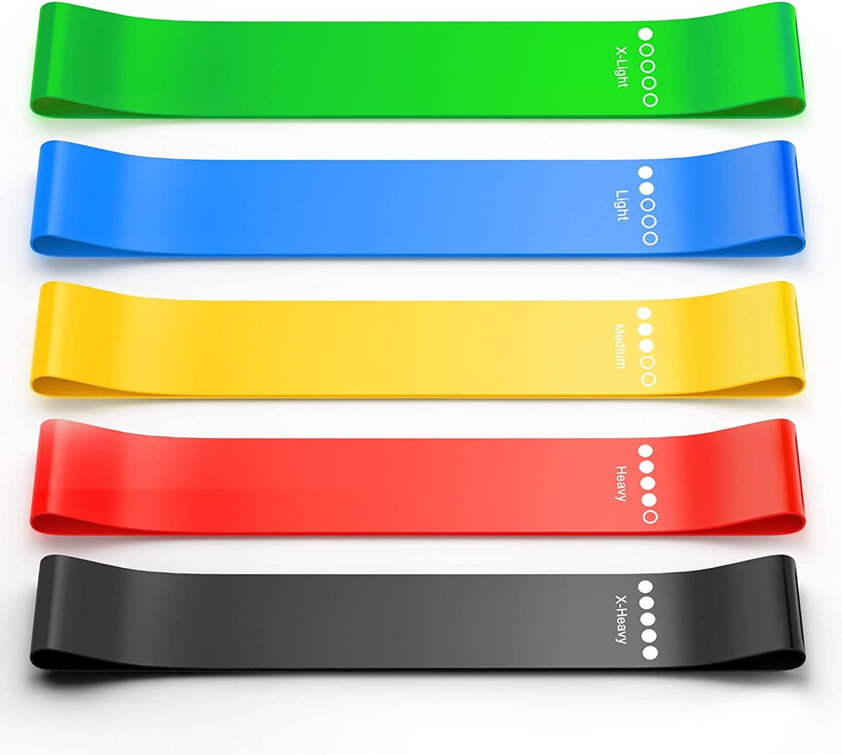 Weerstandsbanden set van 5 stuks - Extra sterk tot 18kg - 5 Kleuren - Resistance band set - Fitness Elastiek - Booty Band Builder