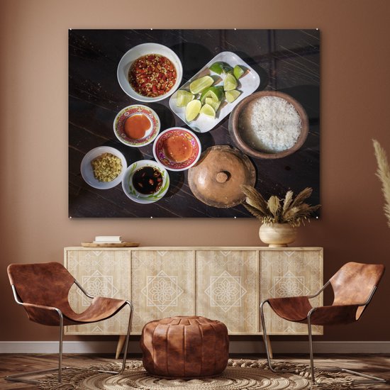 MuchoWow® Peinture sur verre 160x120 cm - Peinture sur verre acrylique - Riz vietnamien - Photo sur verre - Peintures