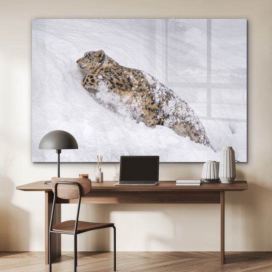 Peinture sur Verre - Léopard des Neiges - Neige - Jaune - 180x120 cm - Peintures sur Verre Peintures - Photo sur Glas