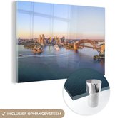 MuchoWow® Glasschilderij 30x20 cm - Schilderij acrylglas - Australië met een zonsopkomst in Sydney - Foto op glas - Schilderijen