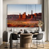 MuchoWow® Glasschilderij 180x120 cm - Schilderij acrylglas - Zonsopgang Monument Valley bij Arizona in Amerika - Foto op glas - Schilderijen